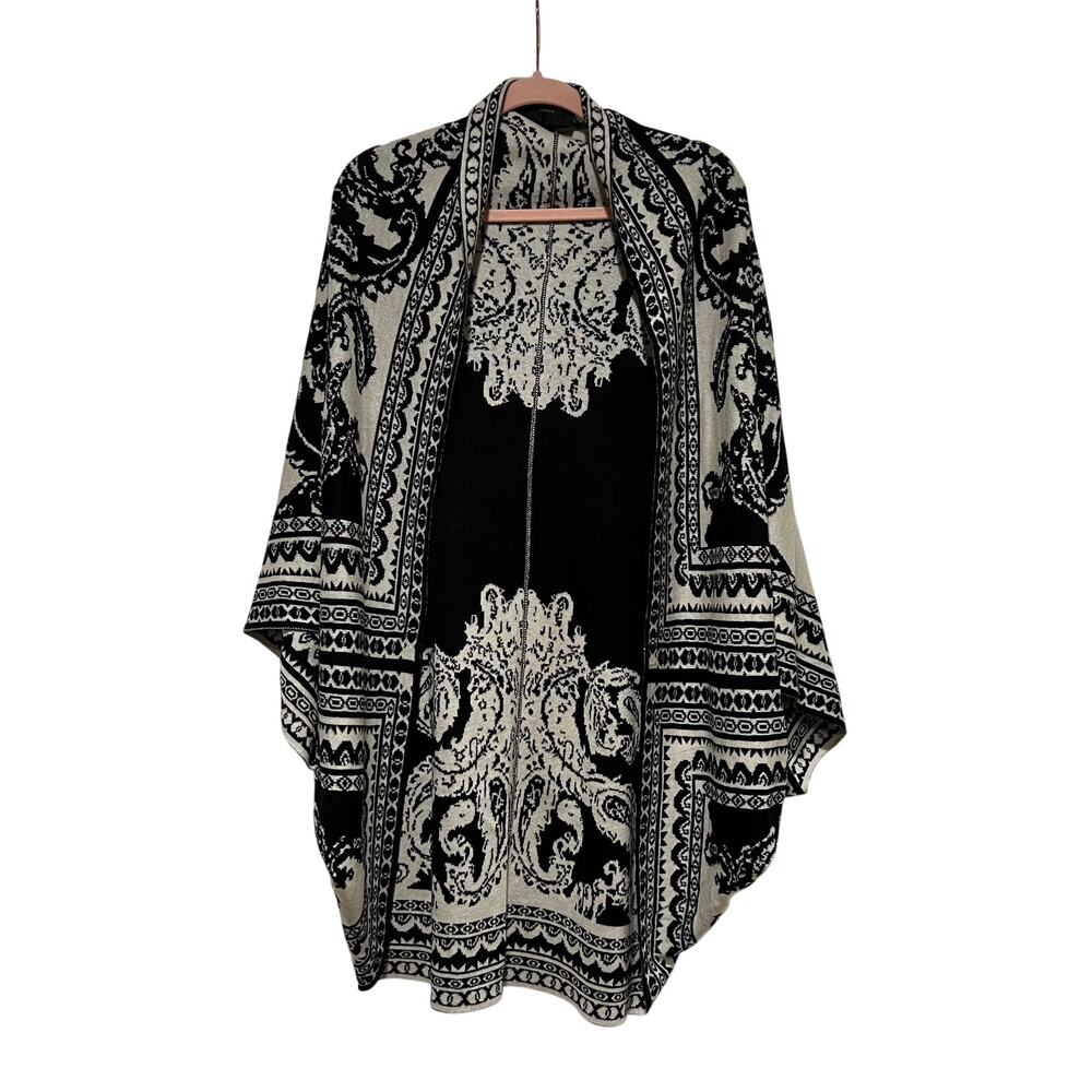 Romeo & Juliet Couture Open Front Cocoon Knit Cardigan Size S/M Baroque Print